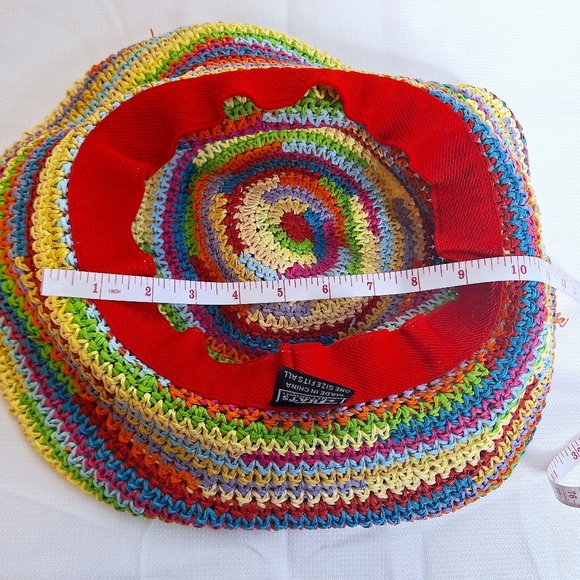 NWOT J Hats brand "The Crocheted Rainbow Bohemian" Bucket hat one size. - Picture 2 of 4